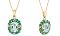 Macy's Green Quartz (2-3/4 ct. t.w.), Tsavorite (1/2 ct. t.w.) & Diamond (1/8 ct. t.w.) Halo 18" Pendant Necklace in 10k Gold